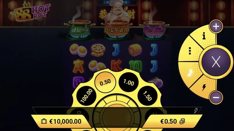 88 Hot Pot - bet selection and spin interface